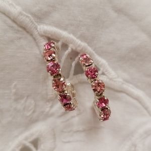 Pink rhinestone hoop earrings